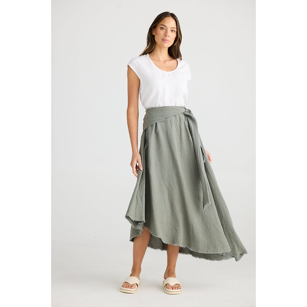 Holiday Edit Skirt Pistachio Linen