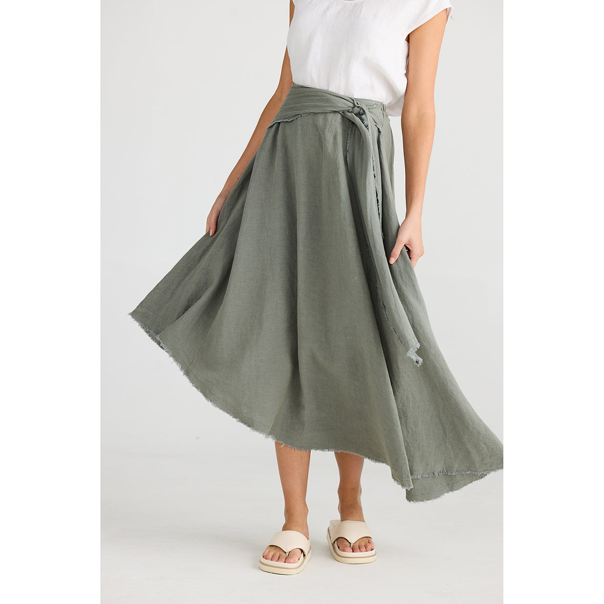 Edit Skirt Pistachio Linen