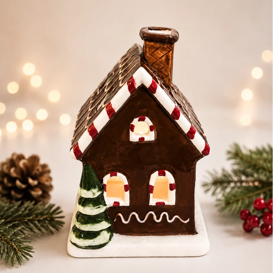 Gingerbread Tea Light Ceramic House