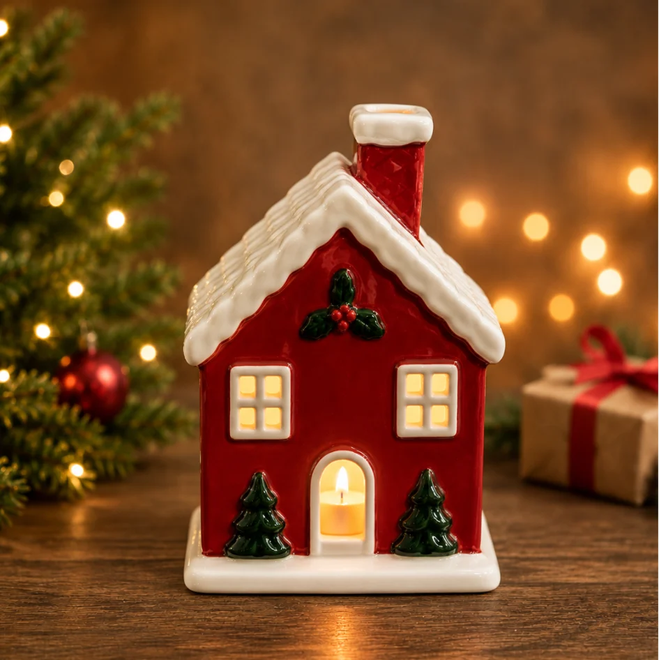 Christmas Cottage Tea Light Ceramic House