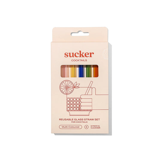 Cocktail Glass Straws Multi-colour 6pk