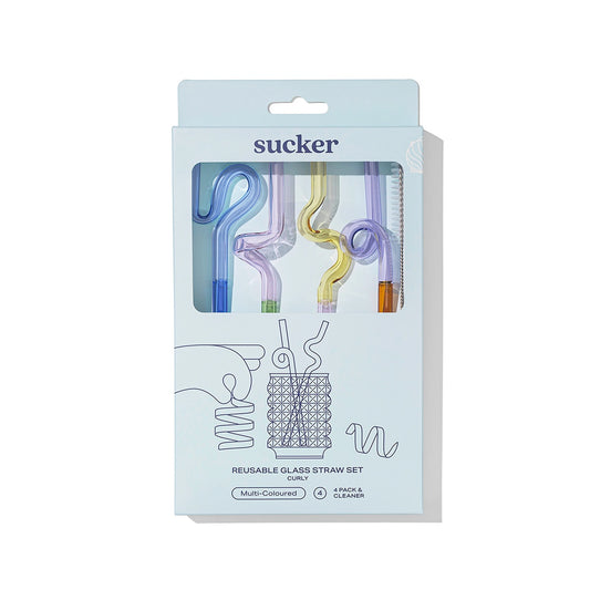 Curly Glass Straws 4pk
