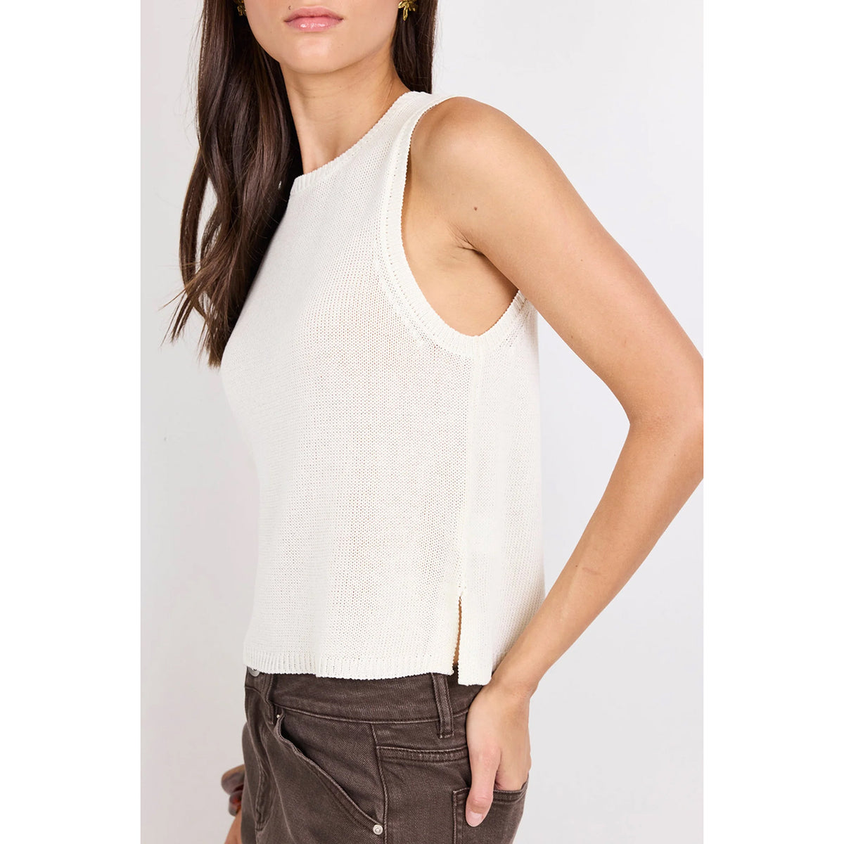 Salute Ivory Sleeveless Knit Top
