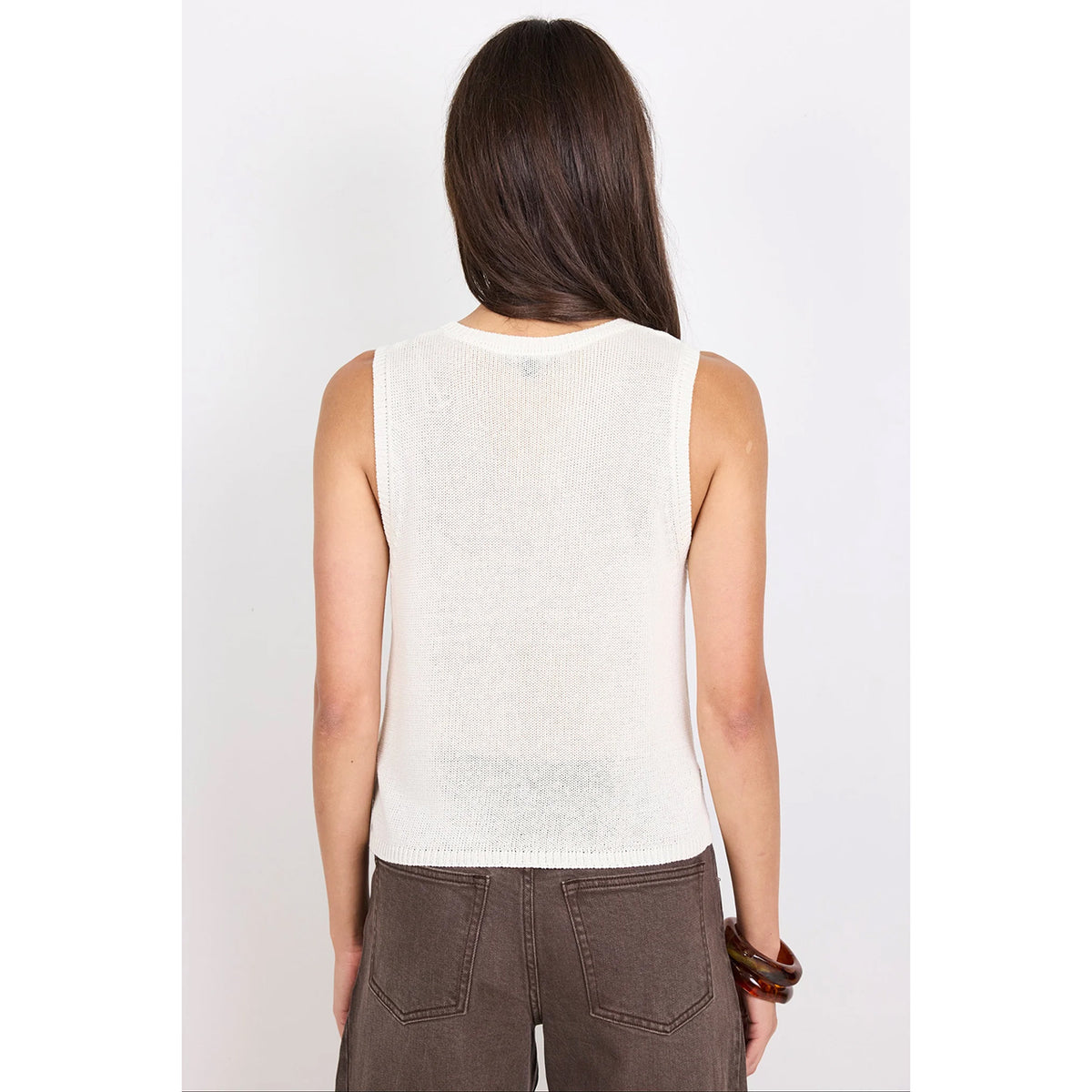 Salute Ivory Sleeveless Knit Top