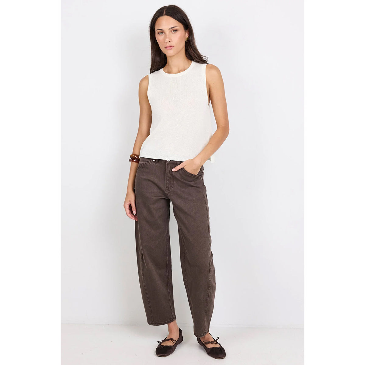 Salute Ivory Sleeveless Knit Top