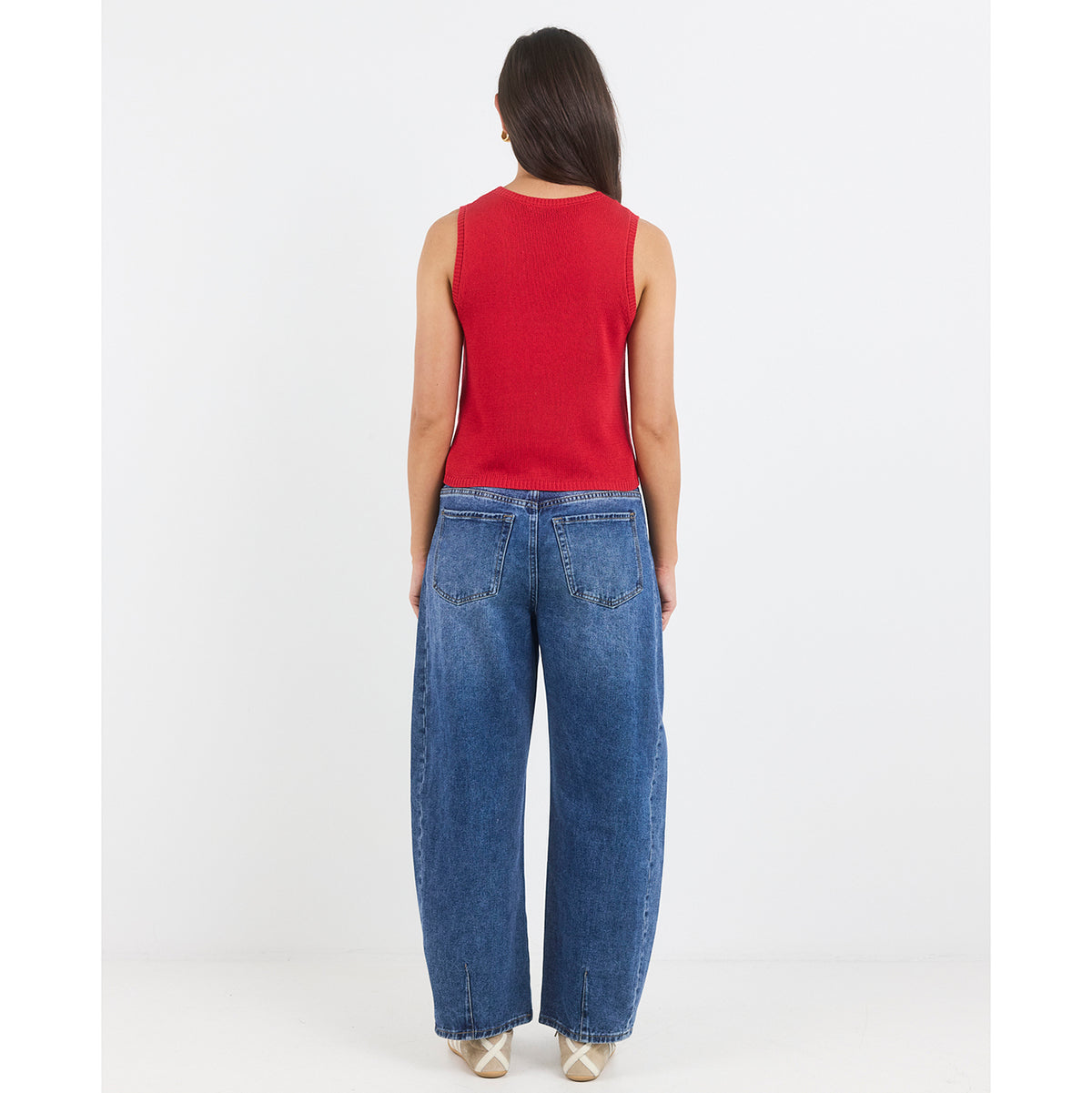 Salute Red Sleeveless Knit Top