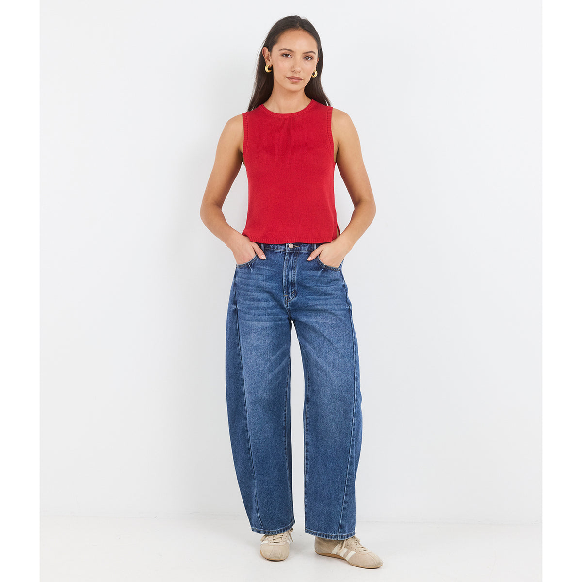 Salute Red Sleeveless Knit Top