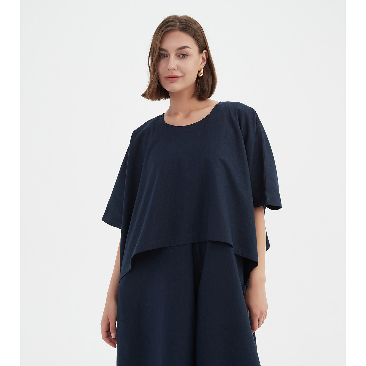 Tirelli Short Sleeve Layer Top Navy