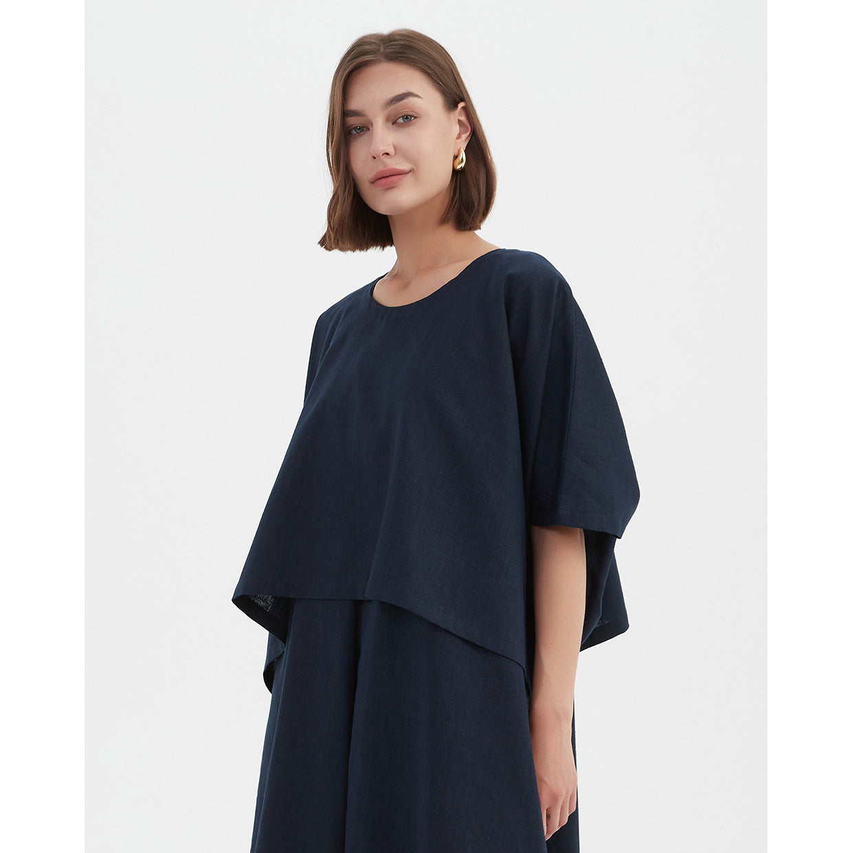 Short Sleeve Layer Top Navy