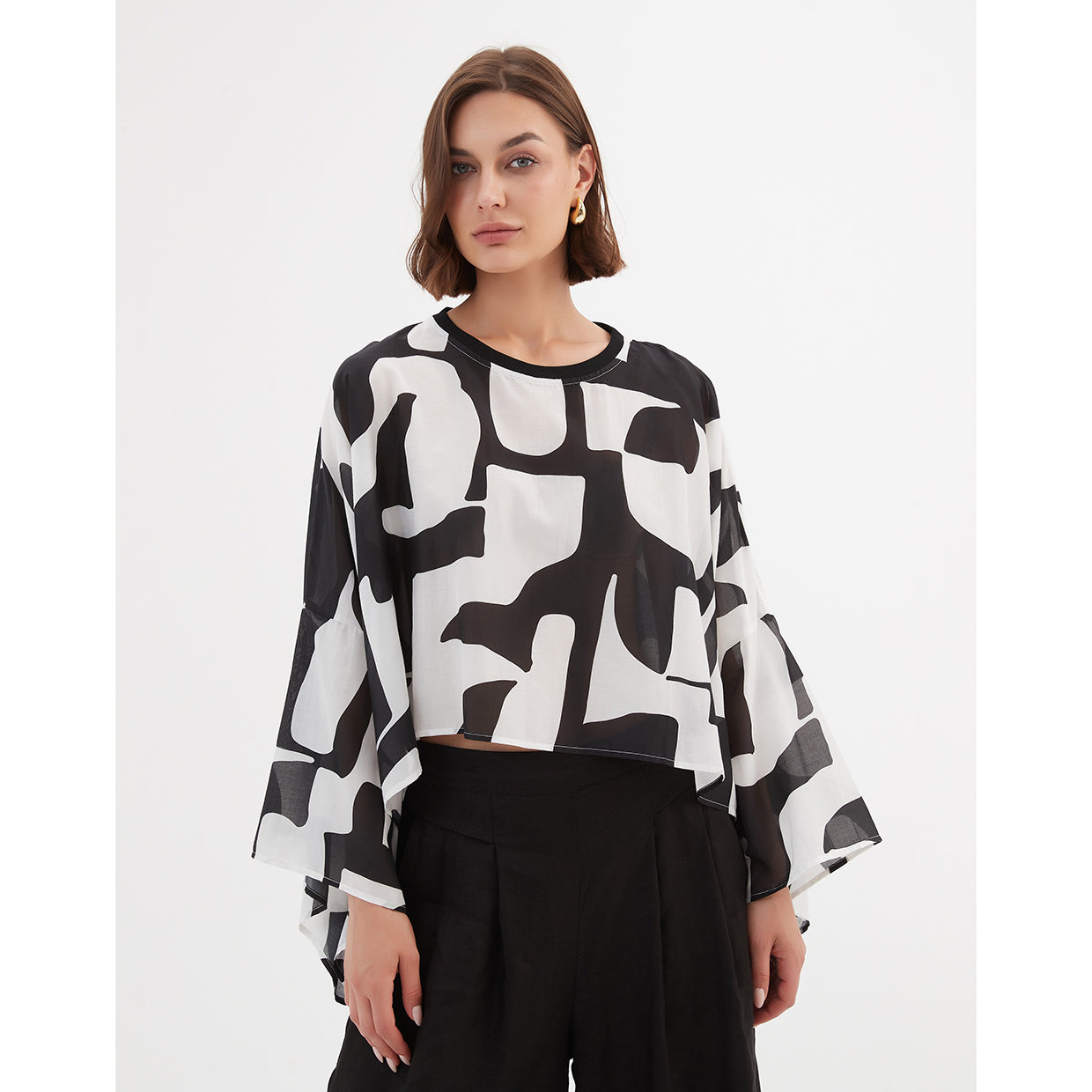 Tirelli Silky Oversized Top Abstract