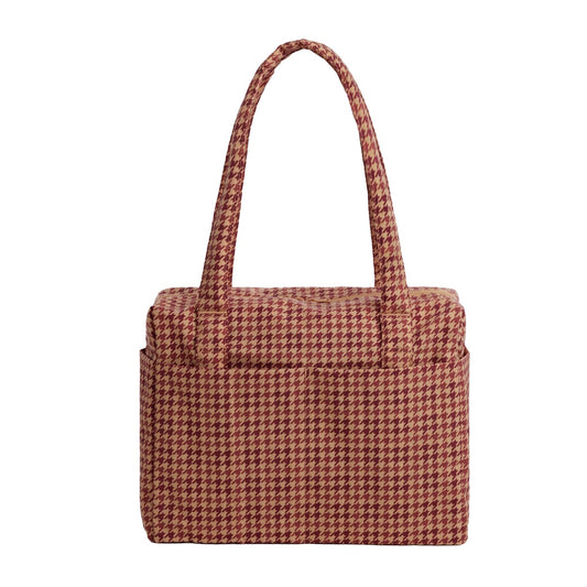 Baggu Small Cloud Carry-On Tan Houndstooth