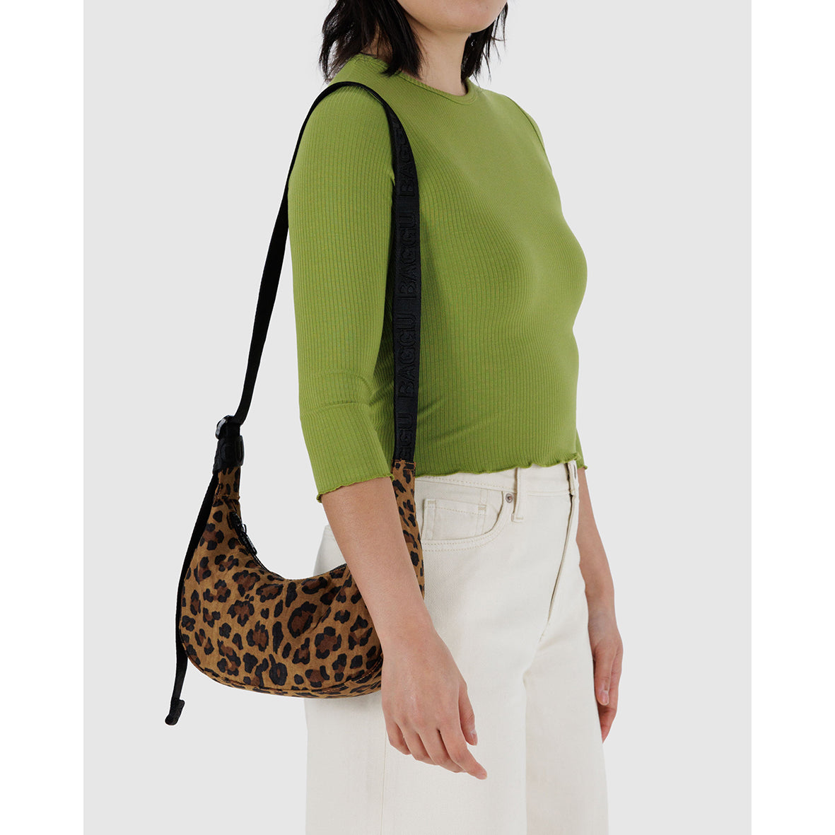 Baggu Small Nylon Crescent Bag Leopard