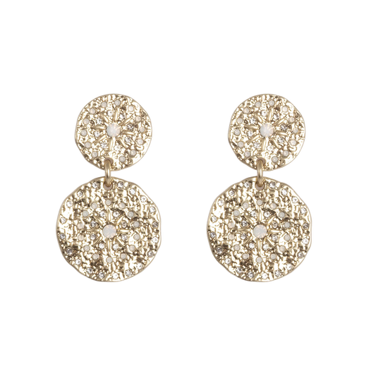Solstice Double Disk Gold Earrings