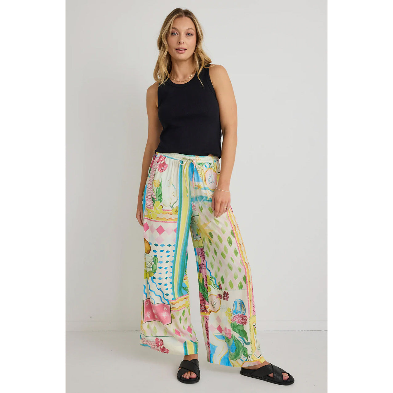 Speculate Pink Holiday Print Wide Leg Pant