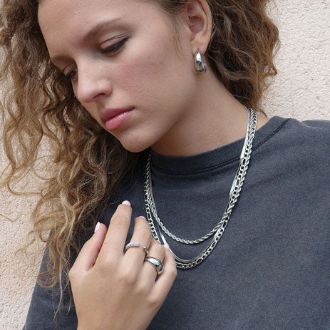 Steel Silver Chunky Earrings