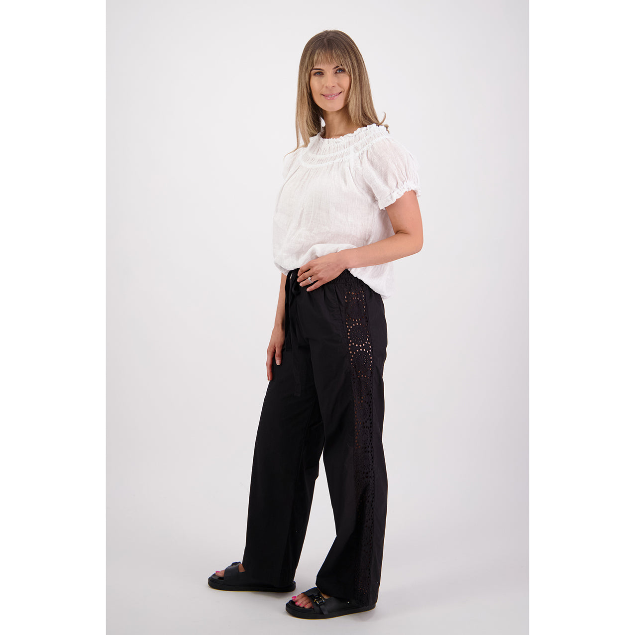 Sunshine Black Cotton Poplin Pant
