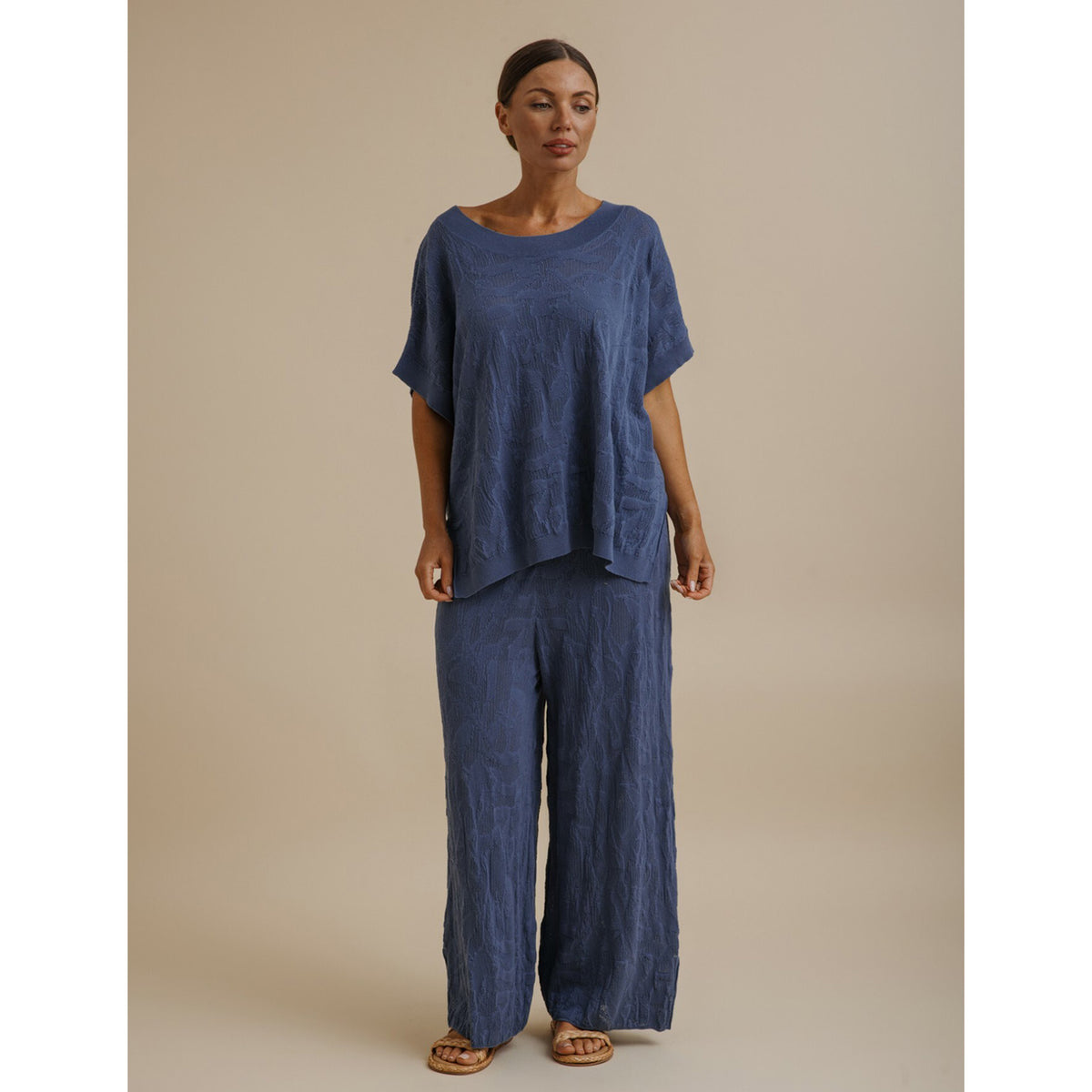 Paradis Jacquard Short Sleeve Pullover Ocean