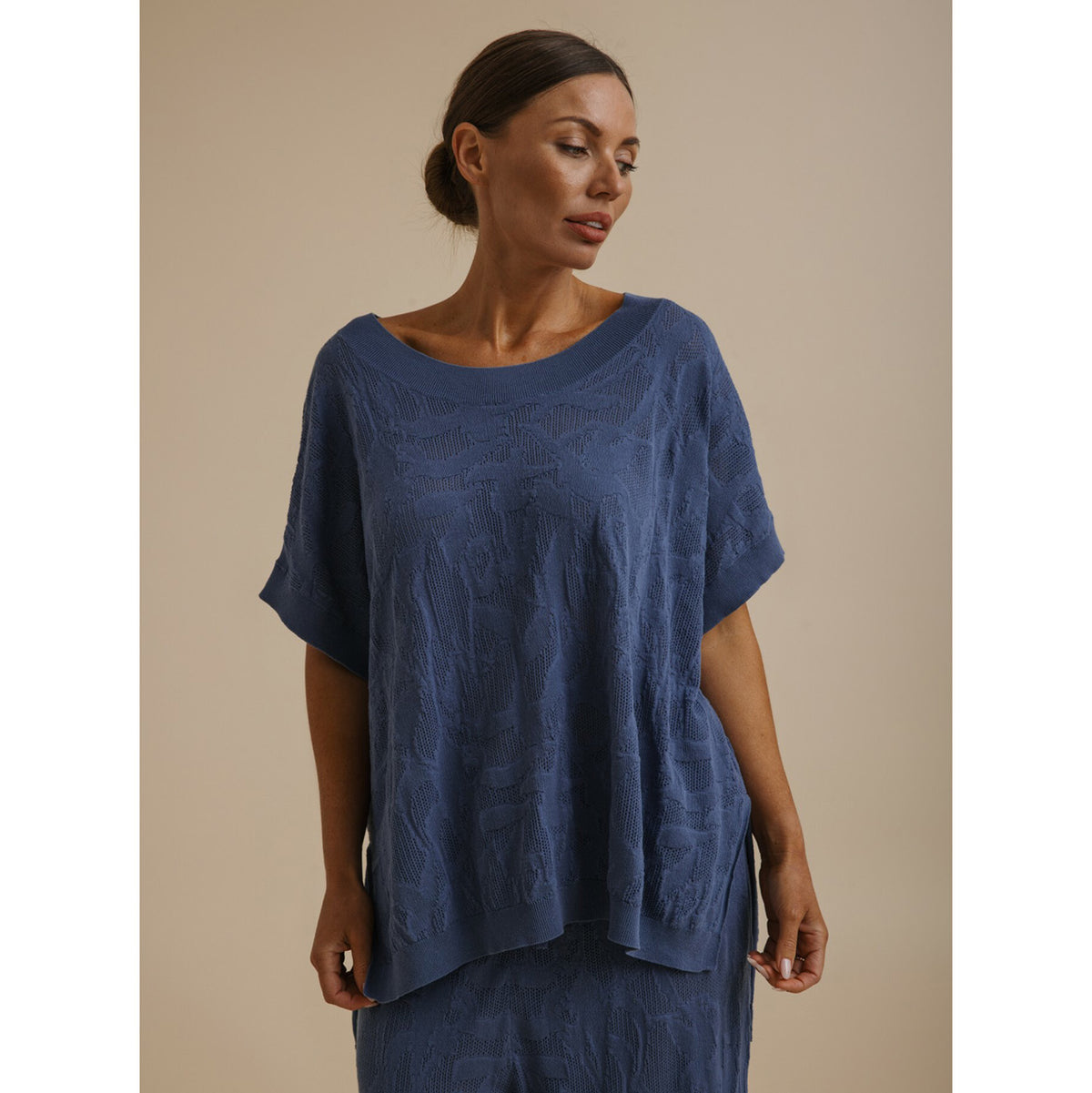 Paradis Jacquard Short Sleeve Pullover Ocean