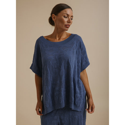 Paradis Jacquard Short Sleeve Pullover Ocean