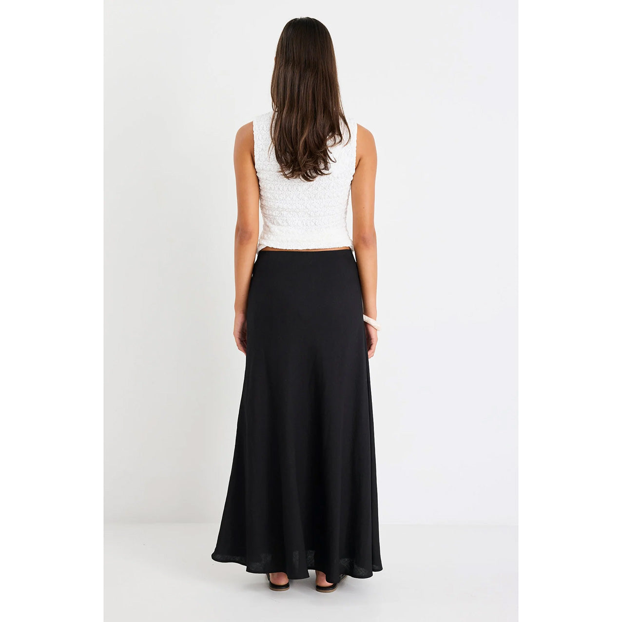 Lagos Black Linen Blend Maxi Skirt