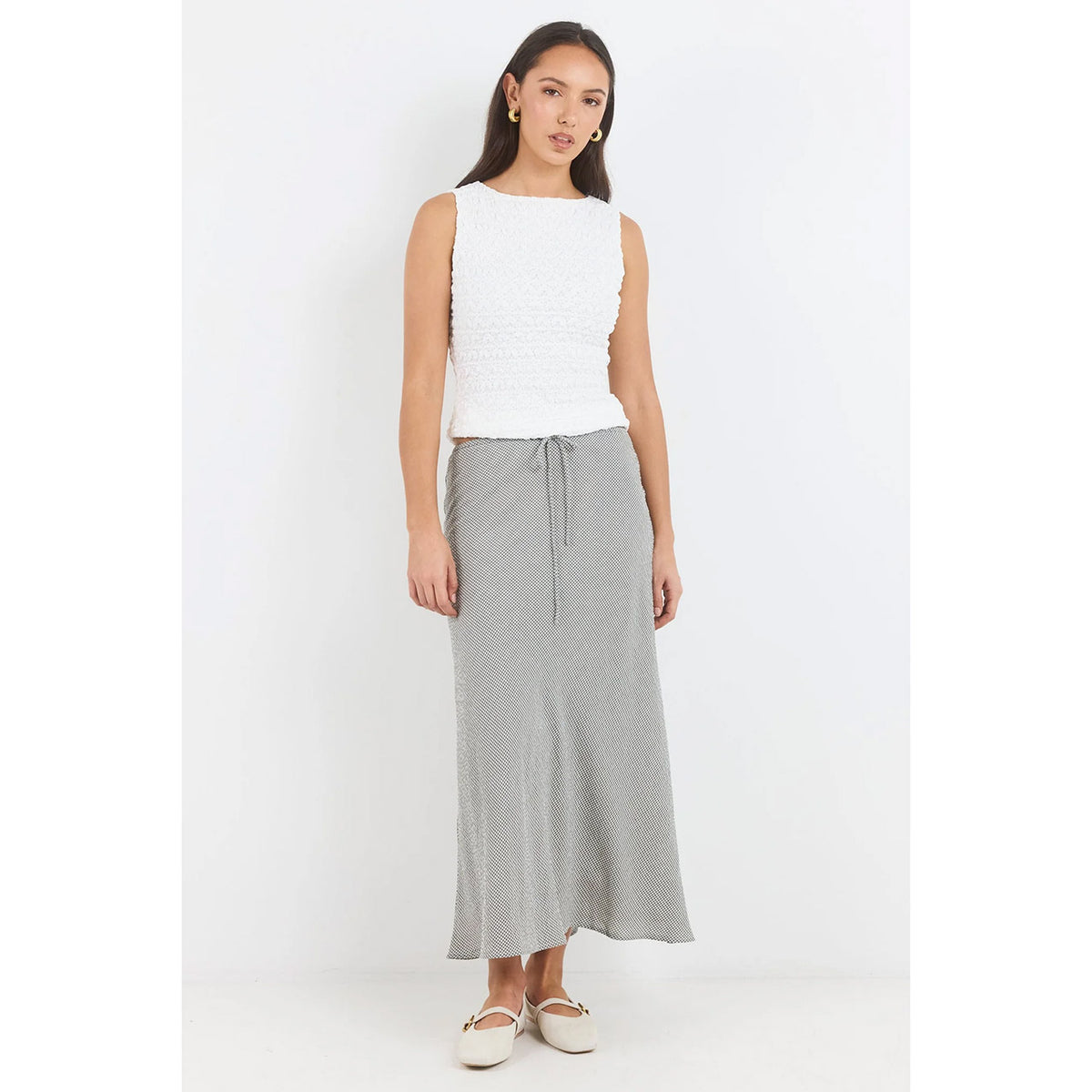 Summit Khaki Mini Gingham Tie Waist Skirt