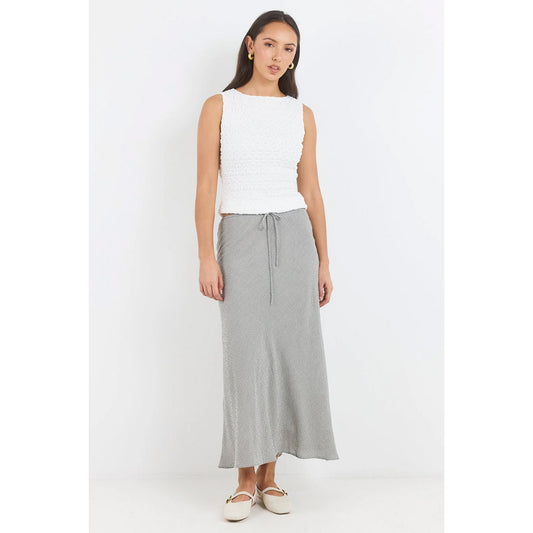 Summit Khaki Mini Gingham Tie Waist Skirt