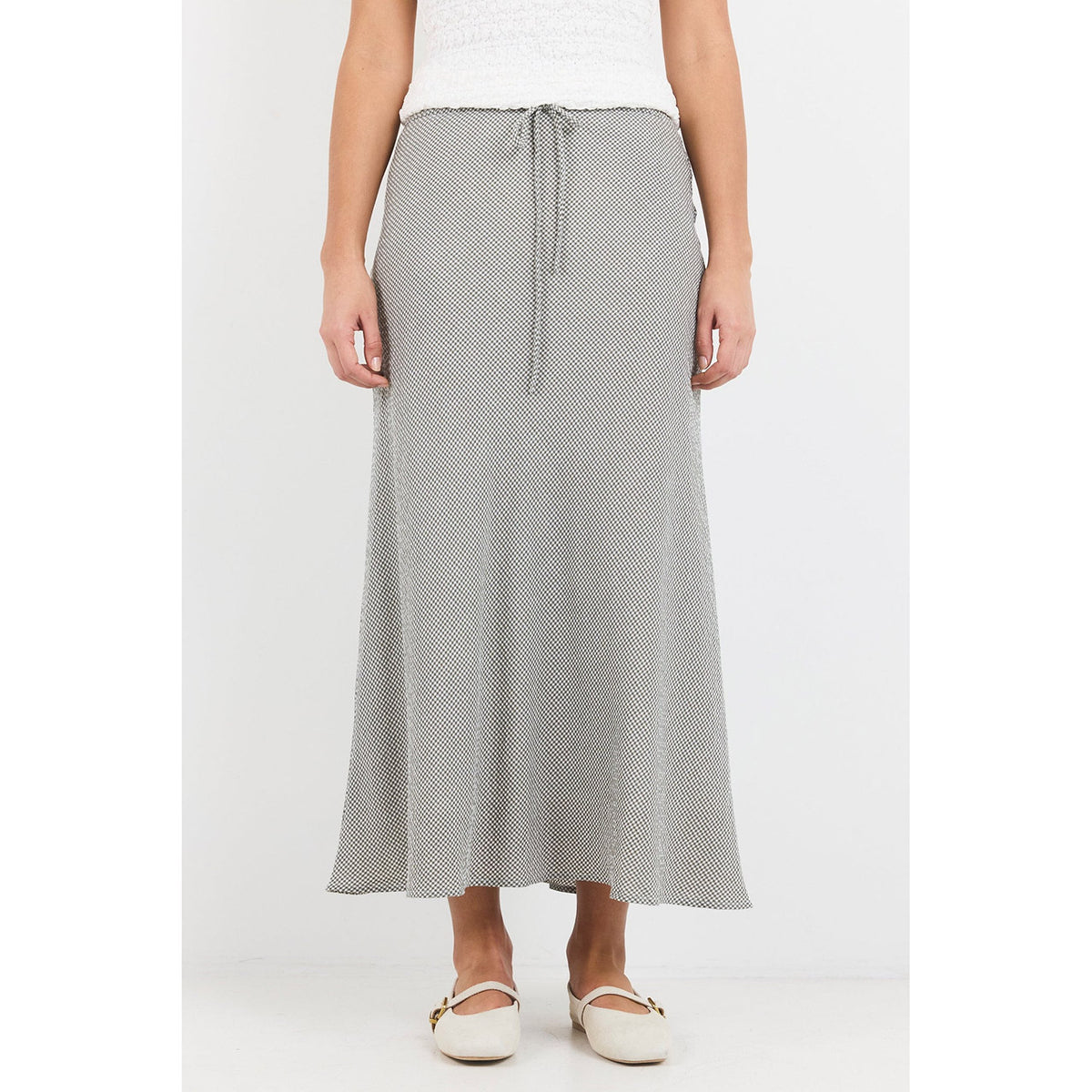Summit Khaki Mini Gingham Tie Waist Skirt