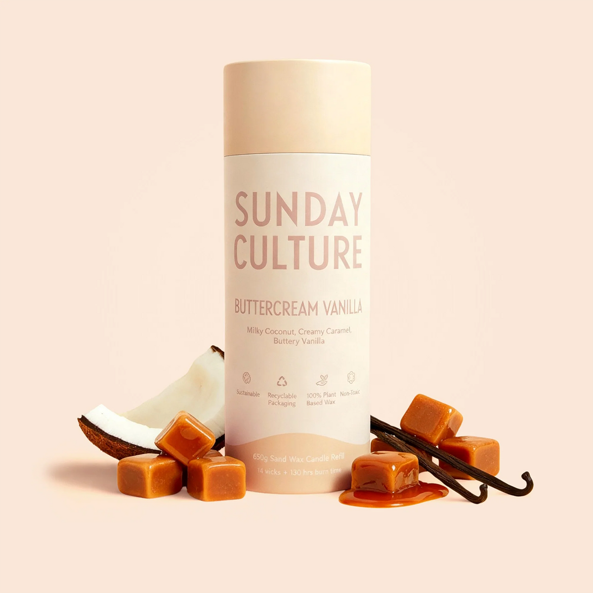 650g Sand Wax Candle Buttercream Vanilla