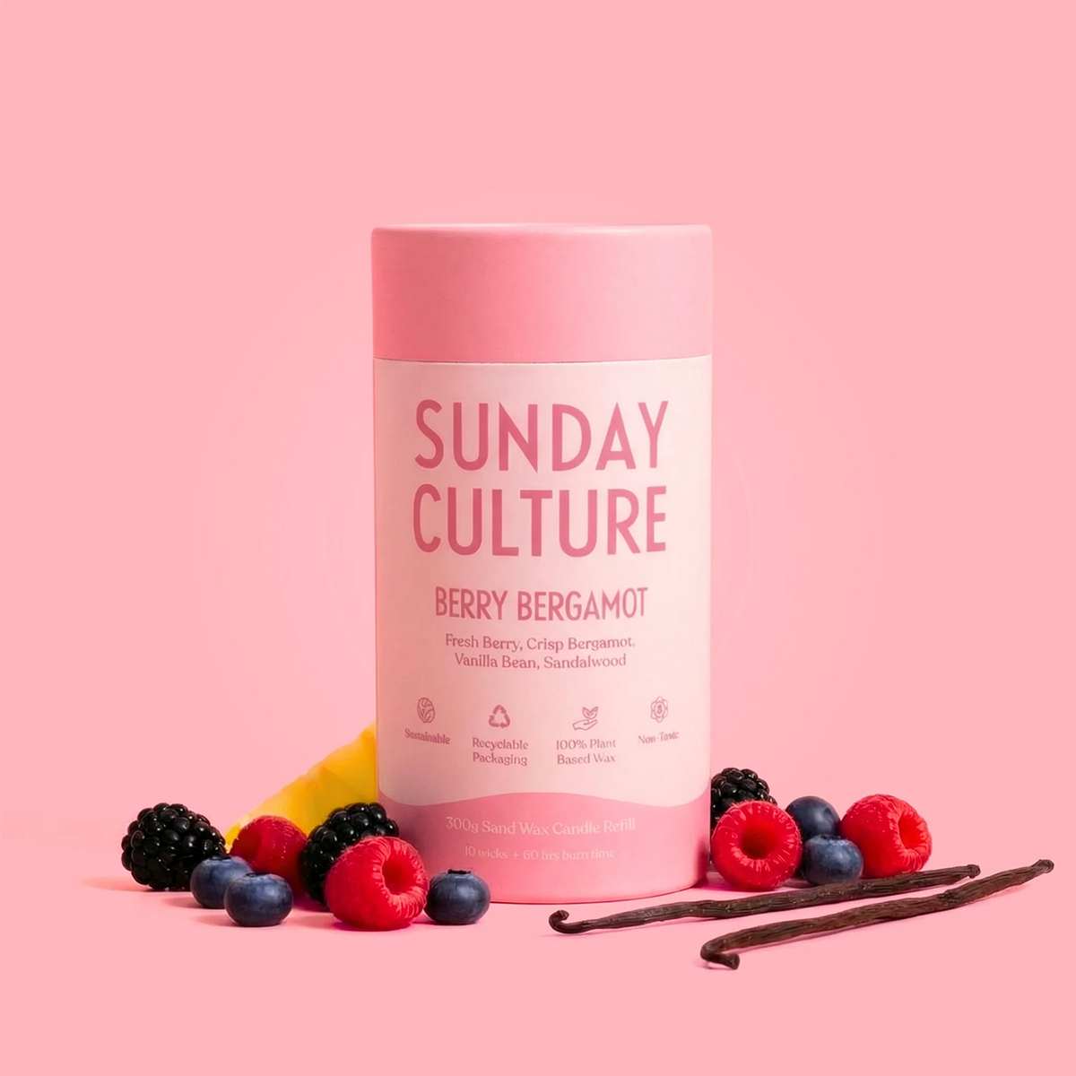 300g Sand Wax Candle Berry Bergamot