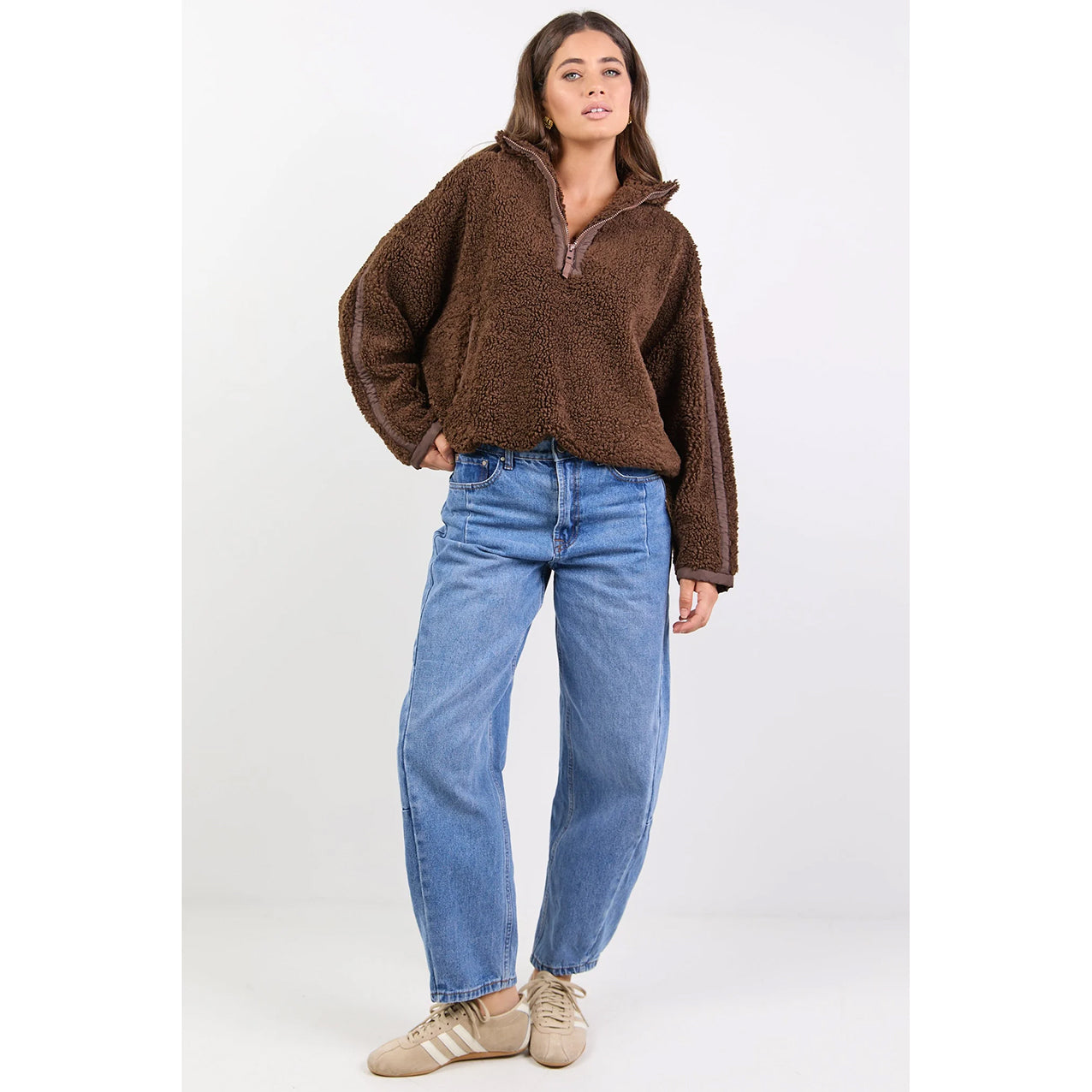 Chocolate Contrast Detail Sherpa Sweatshirt