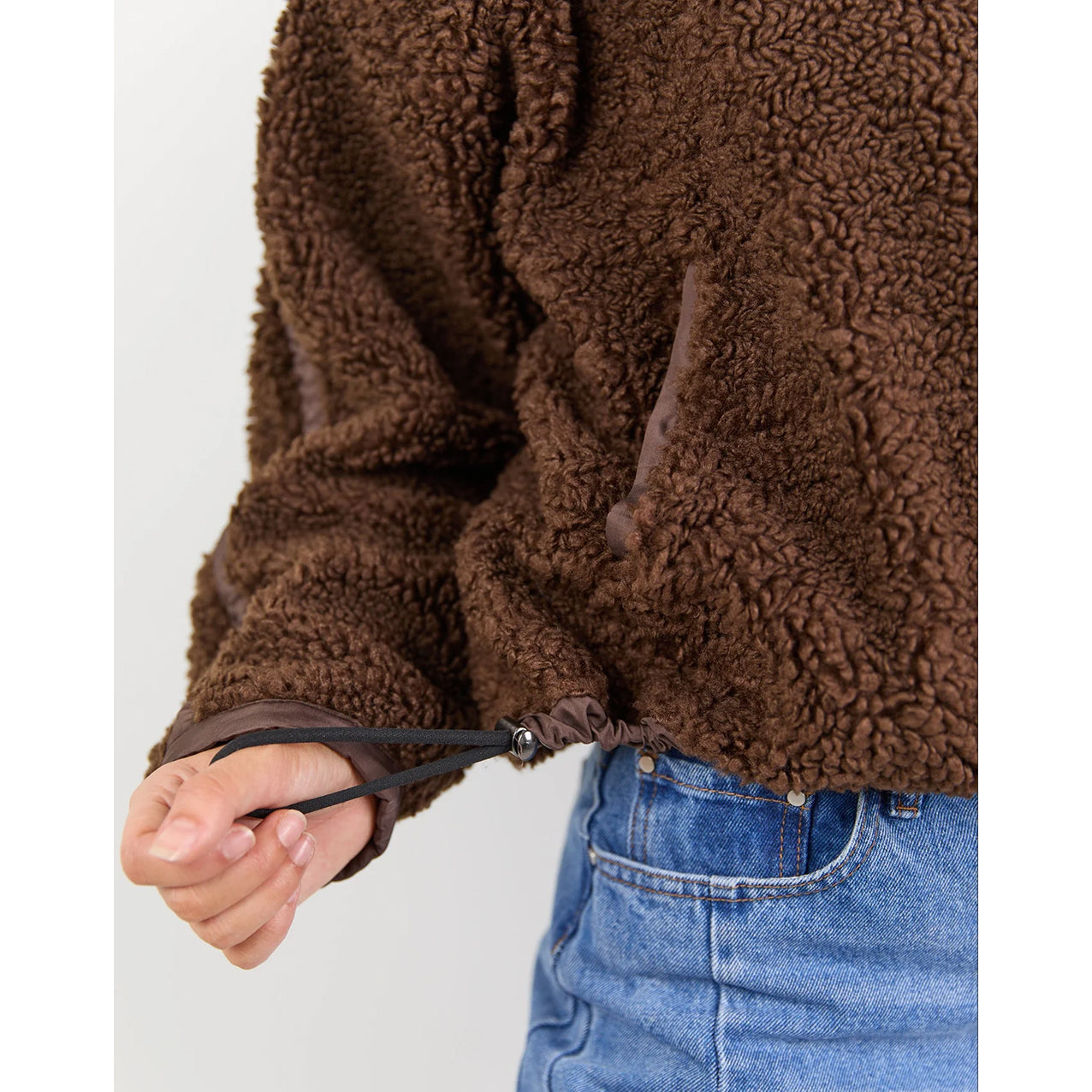 Chocolate Contrast Detail Sherpa Sweatshirt