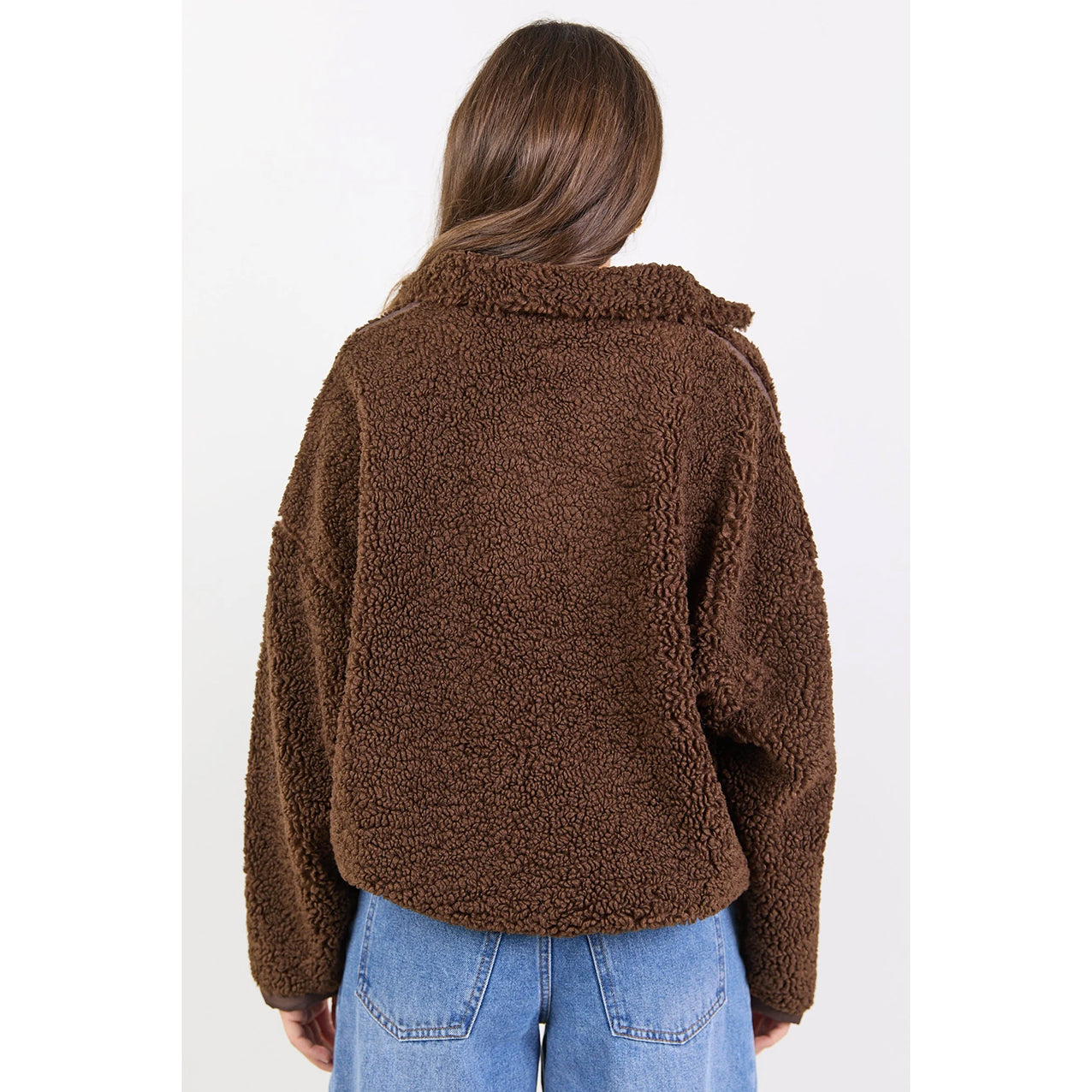 Chocolate Contrast Detail Sherpa Sweatshirt