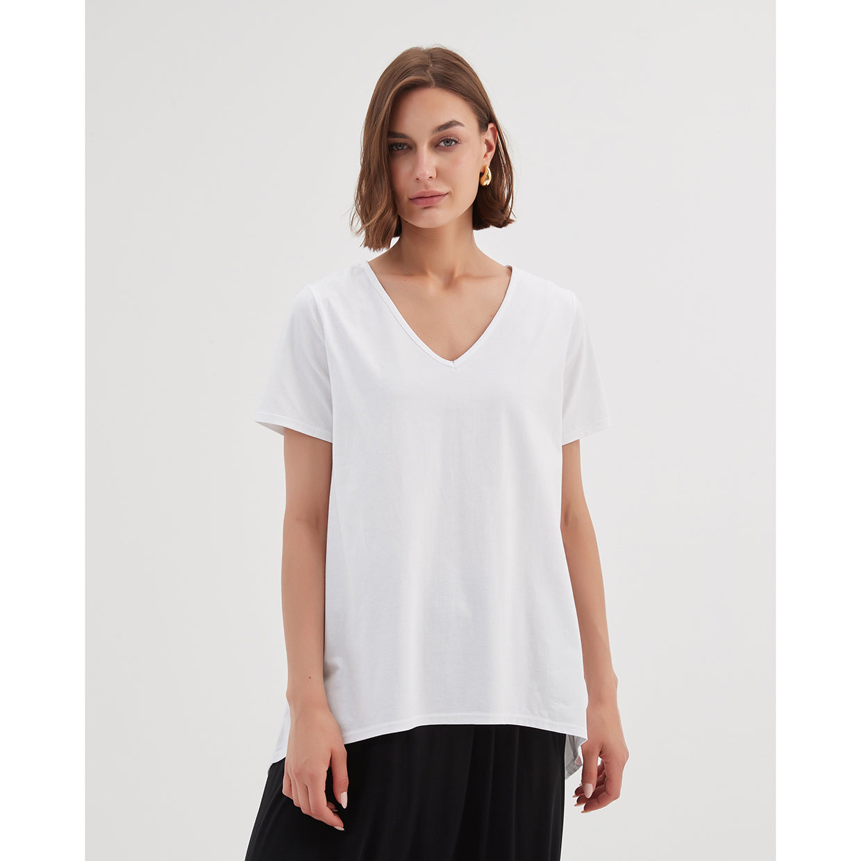 Tirelli V Neck Swing Tee White