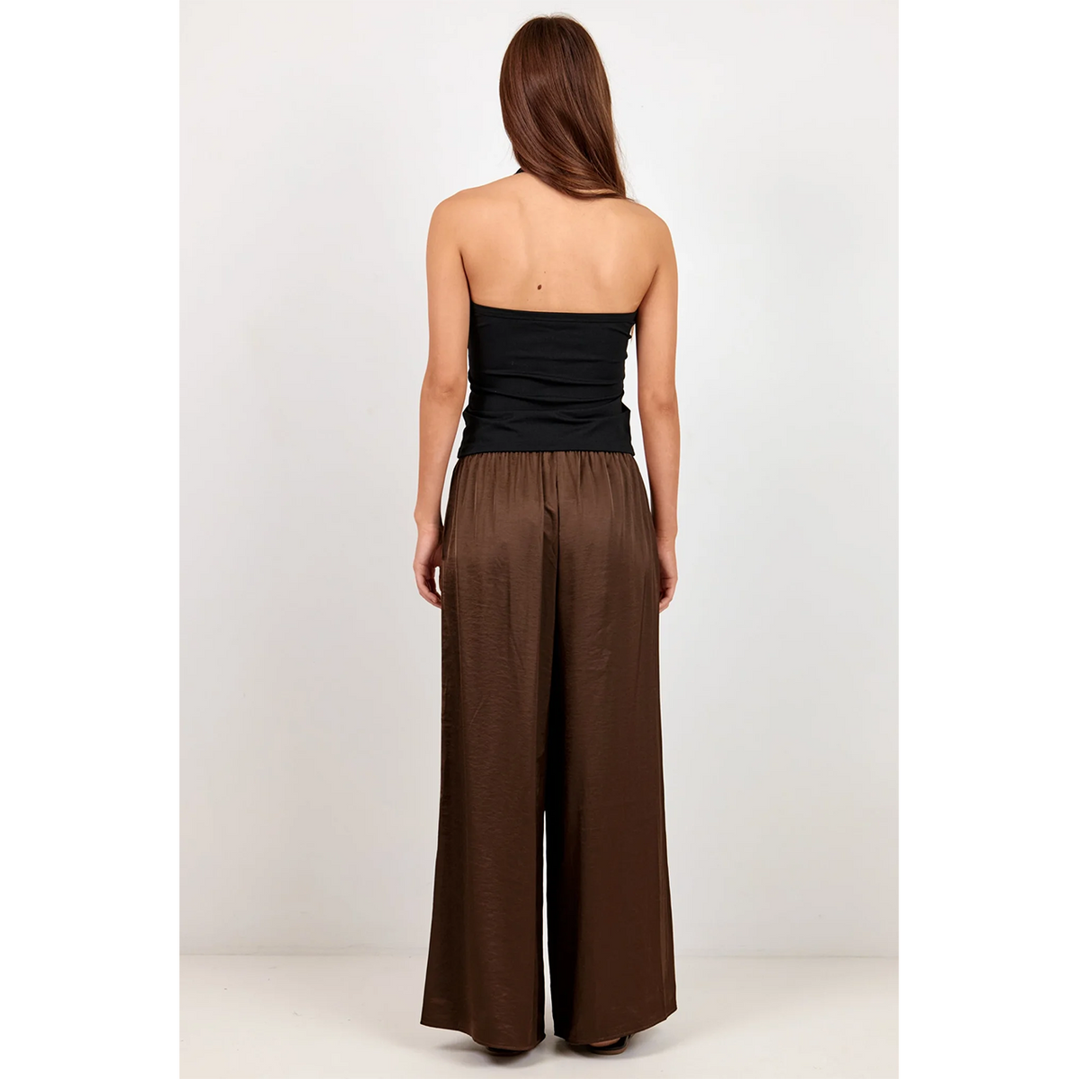 Canyon Chocolate Satin Wide Leg Pants