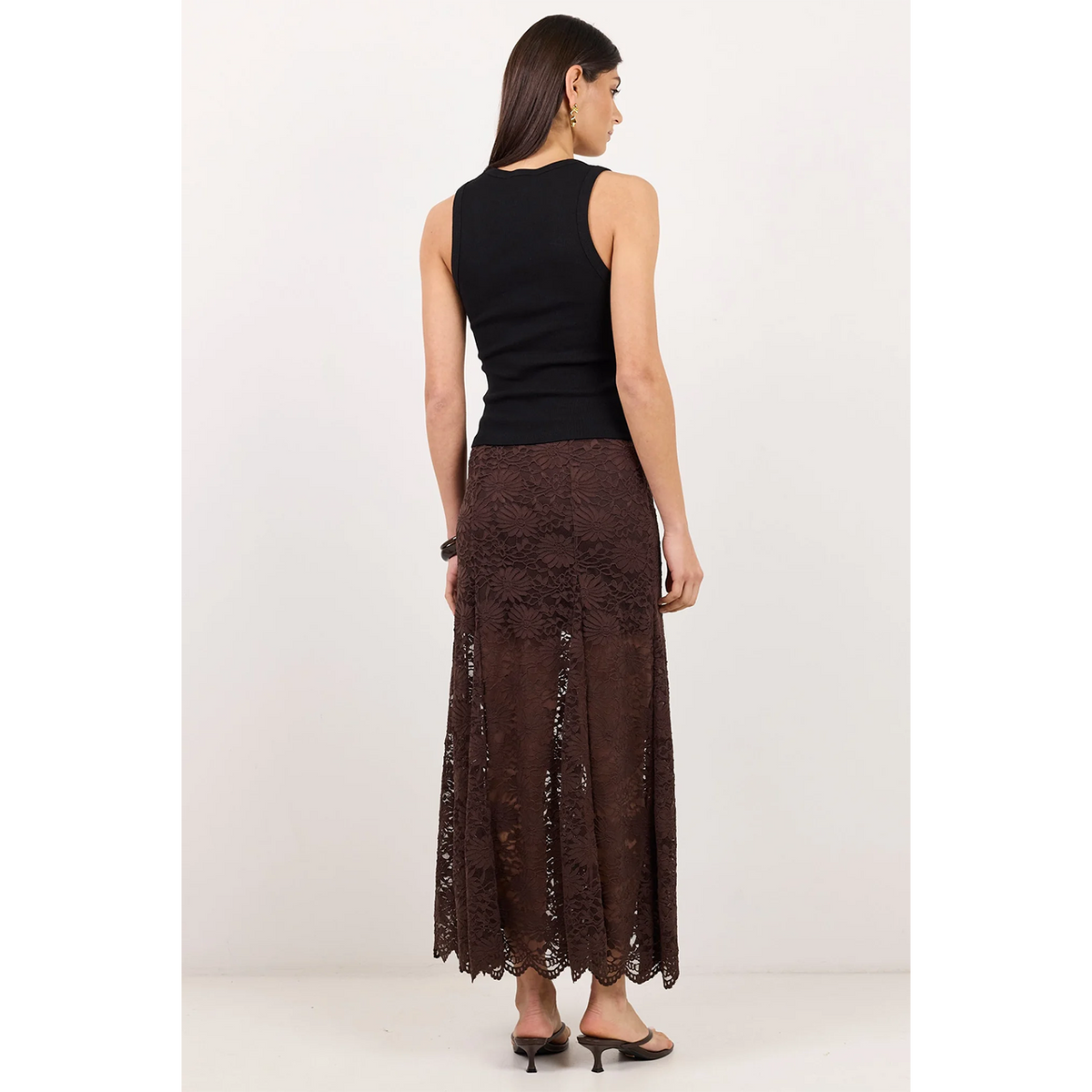 Moral Chocolate Lace Maxi Skirt