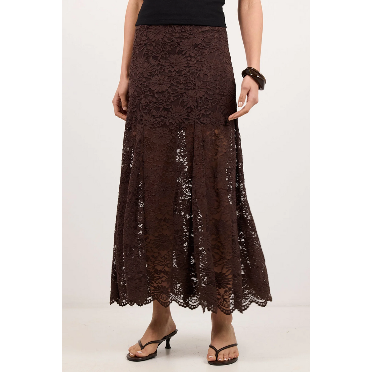 Moral Chocolate Lace Maxi Skirt