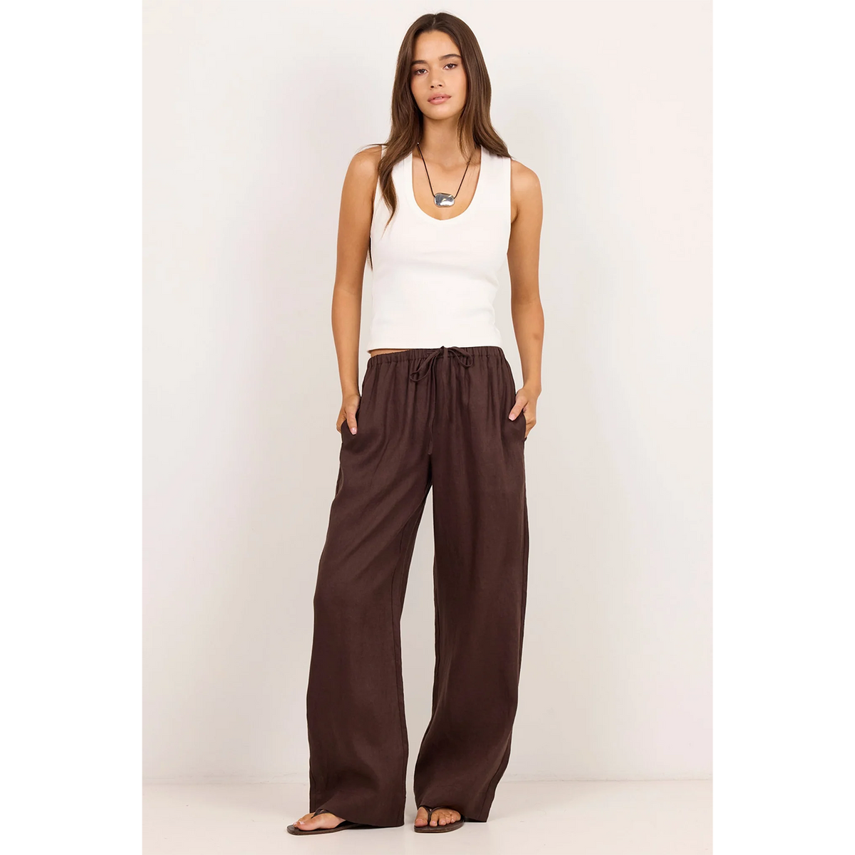 Wellness Dark Chocolate Linen Pant