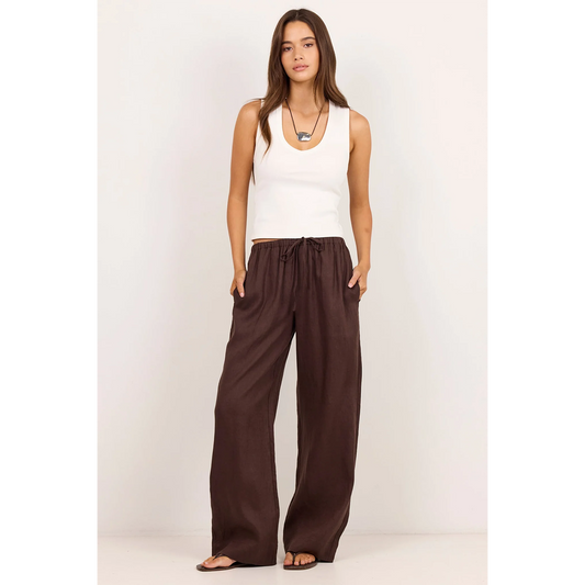 Wellness Dark Chocolate Linen Pant