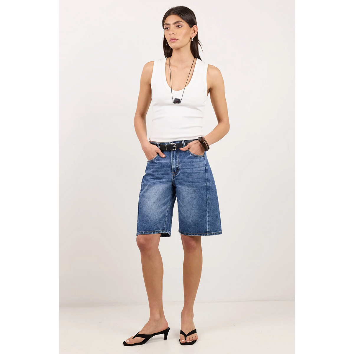 Academy Deep Blue Denim Barrel Shorts