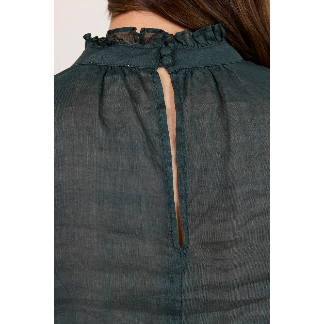 Verse Petrol Sheer High Neck Top