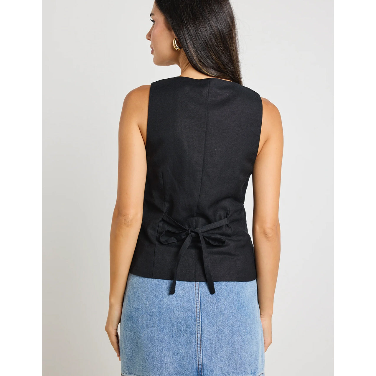 Viaduct Black Linen Viscose Vest