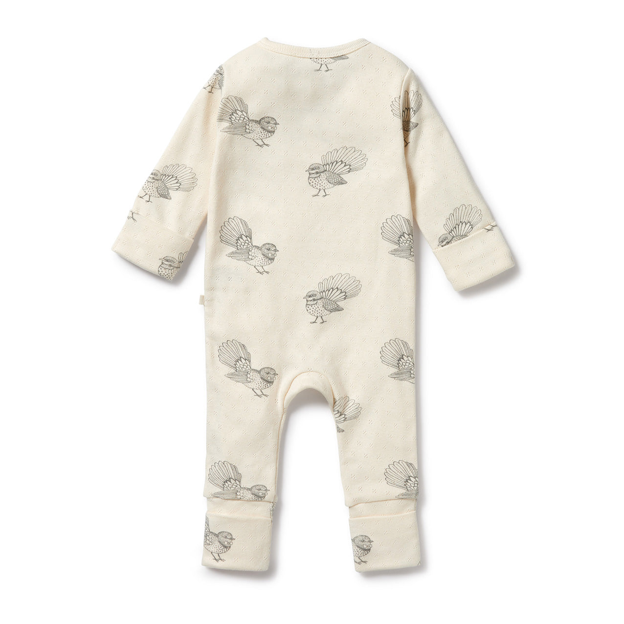 Little Fantail Organic Pointelle Zipsuit w Feed