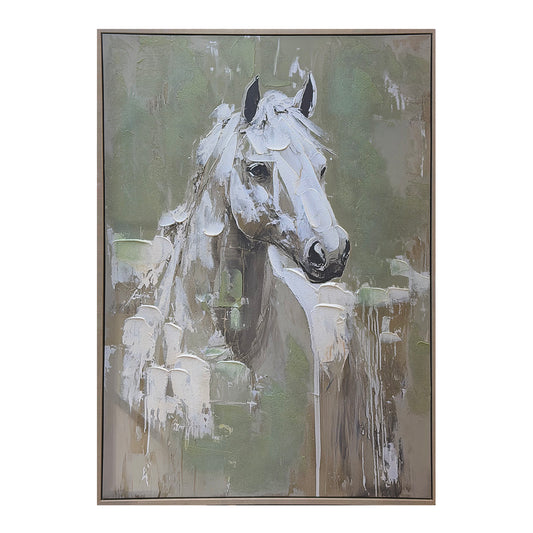 White Horse Framed Canvas