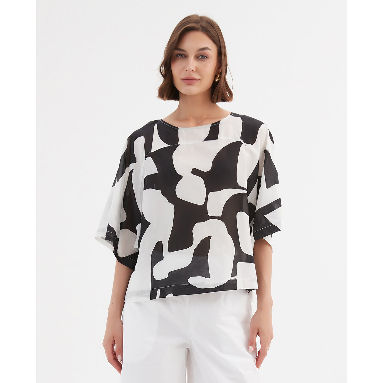 Tirelli Wide Sleeve Blouse Abstract