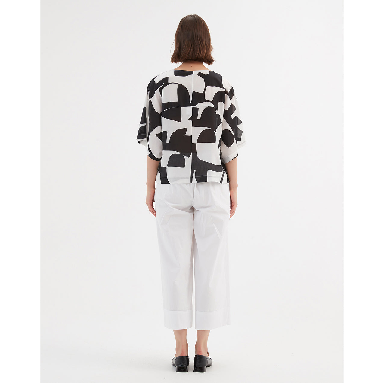 Wide Sleeve Blouse Abstract Print