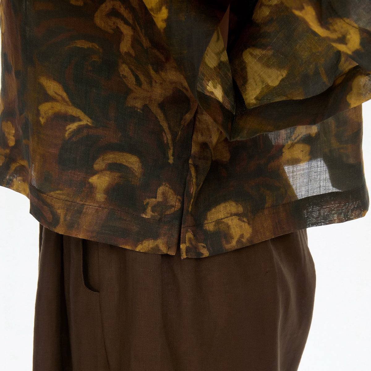 Wide Sleeve Sheer Print Top Vintage Floral
