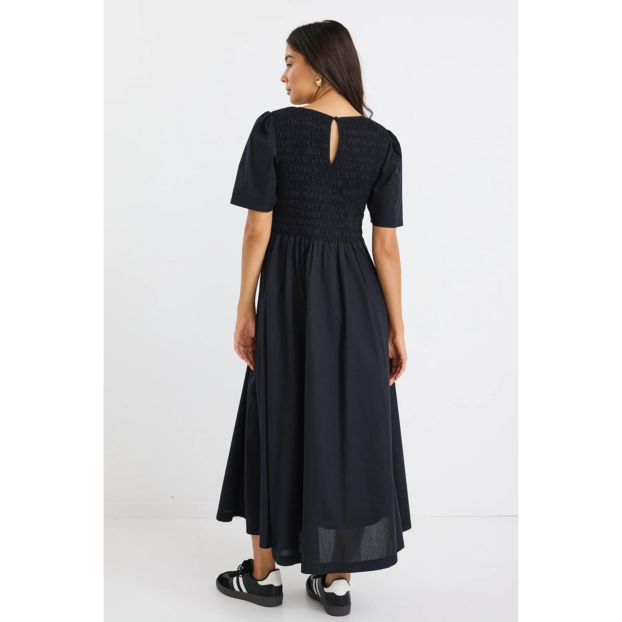 Wren Black Linen Blend Midi Dress