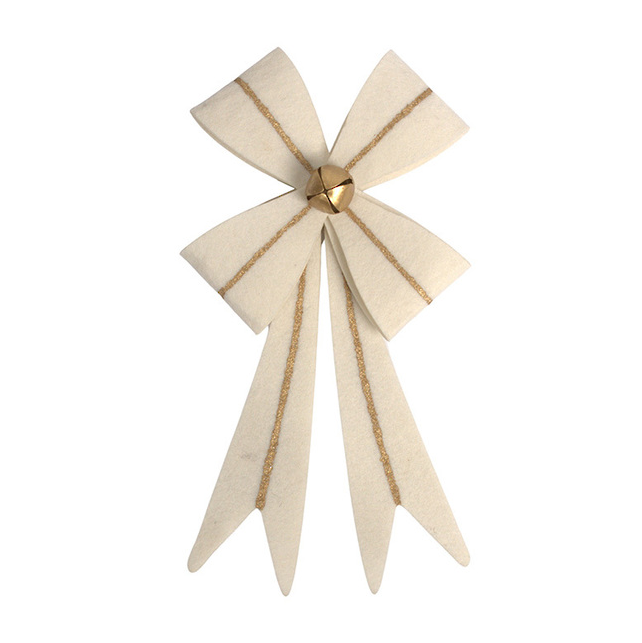 Felt Bow Ivory/Gold Set 6