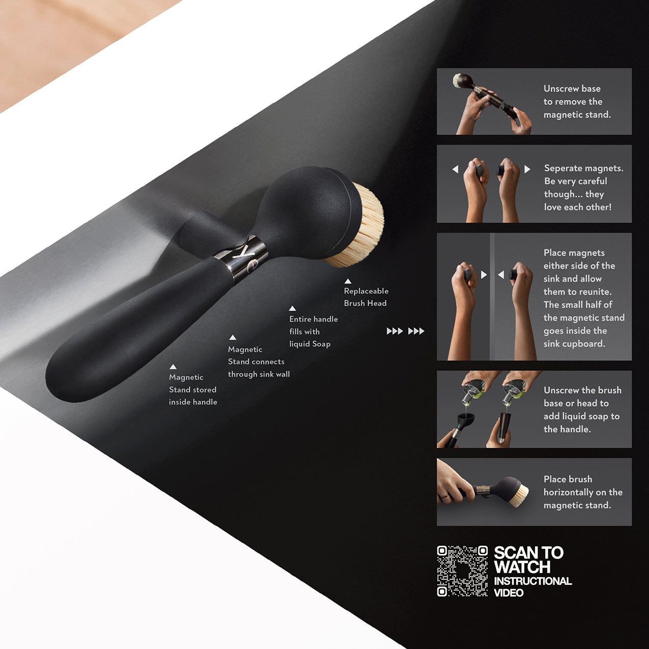 Yeseco V2 Brush Black Magnetic Stand