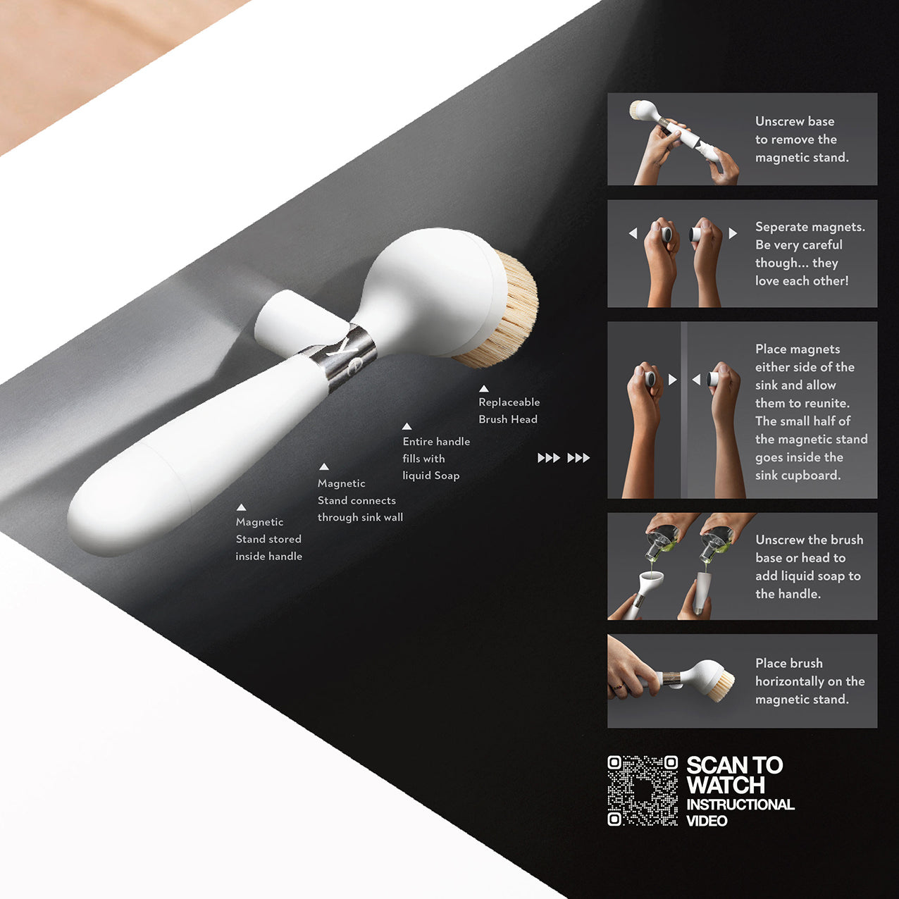 Yeseco V2 Brush White Magnetic Stand